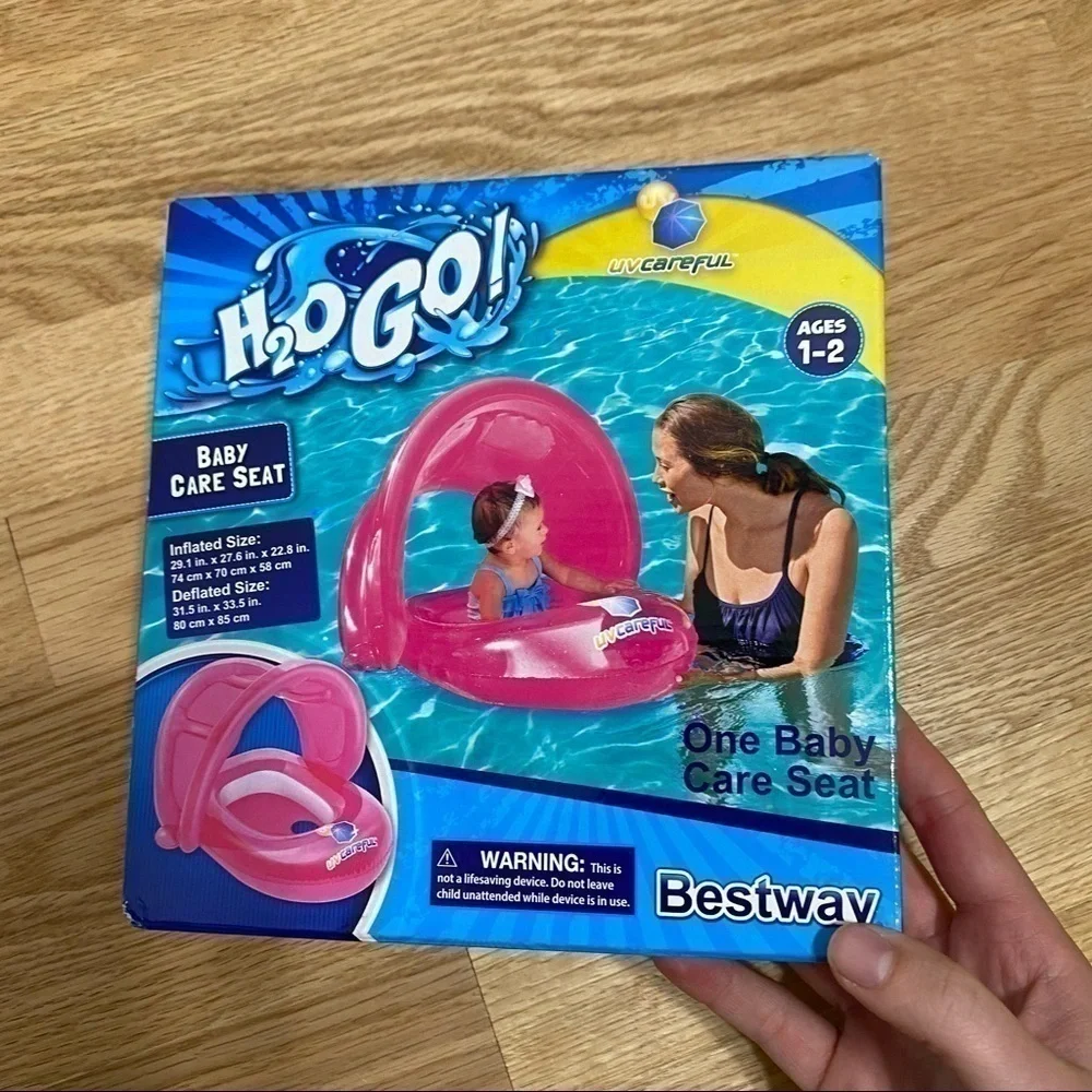 H2O Go Baby Inflatable Pool Boat Floatie Detachable Sun Shade NEW Pink
